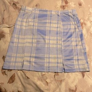 Baby Blue Plaid Mini Skirt